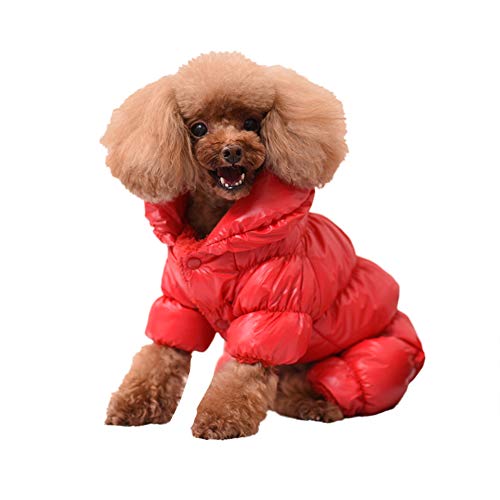 Haustier Hund Katze Kleidung,Hundejacke Hundemantel Warme Hund Jacke Katzen Gepolsterte Weste Bulldog Chihuahua Teddy Welpen Daunenjacke Wasserdichte Haustier Vierbeiniges Mantel Jacke Rot A XXL von GUOCU