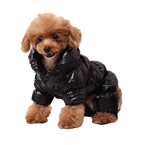 Haustier Hund Katze Kleidung,Hundejacke Hundemantel Warme Hund Jacke Katzen Gepolsterte Weste Bulldog Chihuahua Teddy Welpen Daunenjacke Wasserdichte Haustier Vierbeiniges Mantel Jacke Schwarz A XL von GUOCU