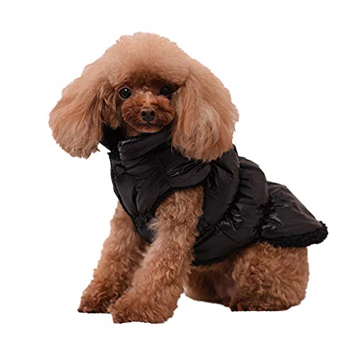 Haustier Hund Katze Kleidung,Hundejacke Hundemantel Warme Hund Jacke Katzen Gepolsterte Weste Bulldog Chihuahua Teddy Welpen Daunenjacke Wasserdichte Haustier Vierbeiniges Mantel Jacke Schwarz B XXL von GUOCU