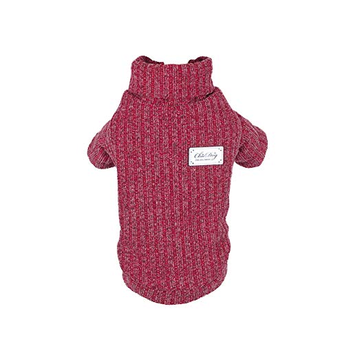 Haustier Pullover Dicker Winter Haustier Rollkragenpullover Warme Hundebekleidung Katze Kleidung Katze Strickpullover Hundepullover Haustier Mantel für Kleine Mittel Große Hunde/Katzen Rot XL von GUOCU