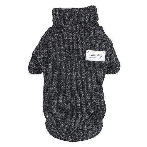 Haustier Pullover Dicker Winter Haustier Rollkragenpullover Warme Hundebekleidung Katze Kleidung Katze Strickpullover Hundepullover Haustier Mantel für Kleine Mittel Große Hunde/Katzen Schwarz L von GUOCU