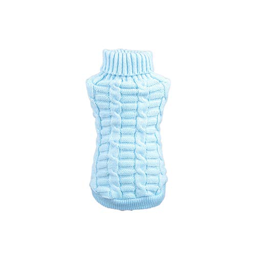 Hochelastischer Einfarbiger Hundepullover Haustier Pullover Winter Warmer Hund Rollkragenpullover Strickpullover Hund Pullover Katzen Kleidung Kaltes Wetter Mäntel Katze Mantel Jacke Weste Blau L von GUOCU