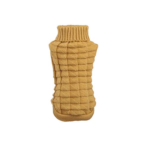 Hochelastischer Einfarbiger Hundepullover Haustier Pullover Winter Warmer Hund Rollkragenpullover Strickpullover Hund Pullover Katzen Kleidung Kaltes Wetter Mäntel Katze Mantel Jacke Weste Gelb L von GUOCU