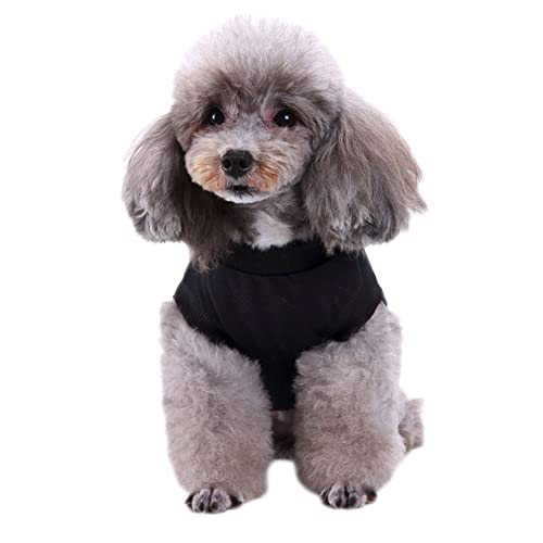 Hunde Katzen T-Shirts Haustier Einfarbig Kleidung Herbst Weste Hundehemden Atmungsaktiv Weiche Grundkleidung Hunde Sporthemden für Kleine Mittelgroße Hunde Haustiere Bekleidung,Schwarz1,XL von GUOCU