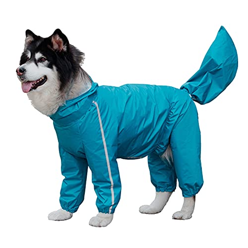 Hunde Poncho Regenmantel mit transparenter Krempenkappe,Wasserdicht Hunde Regenjacke mit Vier Beinen im Freien Einstellbare für Katzen Kleine, Mittel, Große Hunde Blauer See 10XL von GUOCU