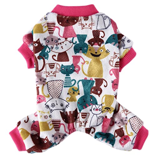 Hunde Pyjama 1 Stück Haustier Kleidung Jumpsuit für Welpen Entzückender Muster Vier Beine Schlafanzug Herbst Winter Weich Warm Cartoon Pyjama für Kleine Mittelgroße Hunde,Farbe,L von GUOCU