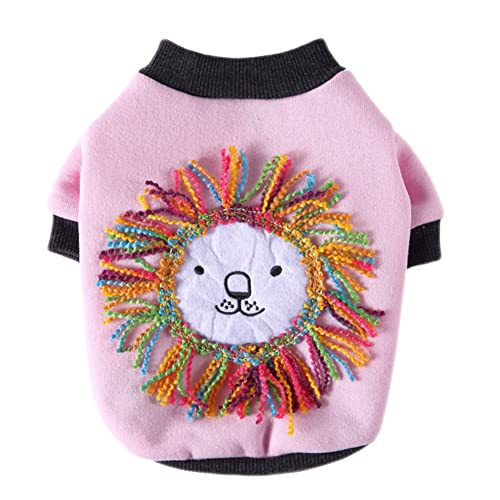 Kapuzen Sweatshirt für Hunde Haustier Kleidung Warmer Kapuze Mantel Kleine Hunde Farbkontrast Herbst Winter Sport Plüsch Weiche Bequeme Haustiere Bekleidung Home Tägliche Kostüm,Rosa2,L von GUOCU