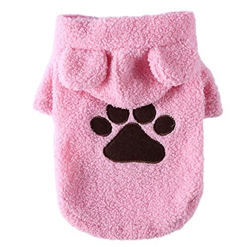 Kapuzen Sweatshirt für Hunde Haustier Kleidung Warmer Kapuze Mantel Kleine Hunde Farbkontrast Herbst Winter Sport Plüsch Weiche Bequeme Haustiere Bekleidung Home Tägliche Kostüm,Rosa3,M von GUOCU