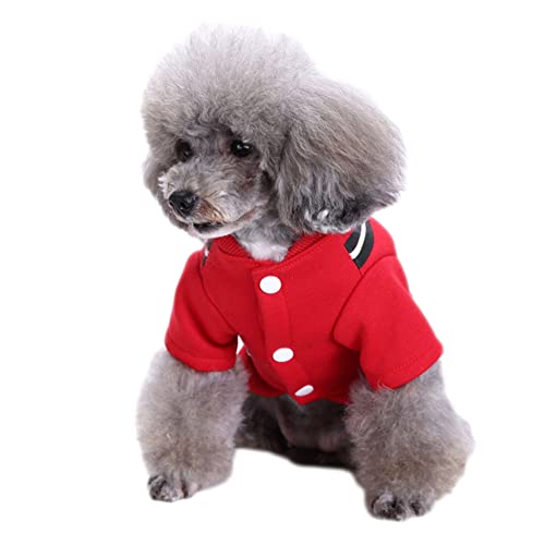 Kapuzen Sweatshirt für Hunde Haustier Kleidung Warmer Kapuze Mantel Kleine Hunde Farbkontrast Herbst Winter Sport Plüsch Weiche Bequeme Haustiere Bekleidung Home Tägliche Kostüm,Rot,L von GUOCU