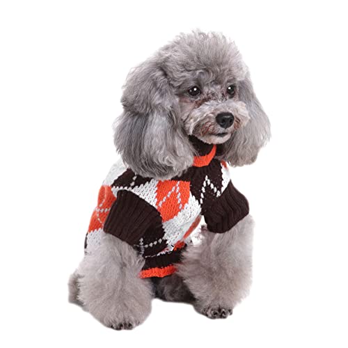 Pet Retro Weihnachtsrentier Festlicher Pullover Hundepulli für Welpen Einzelpackung Bekleidung für Hunde Warm Winterbekleidung Welpen Haustier Mantel Haustier Strickpullover,Braun,L von GUOCU