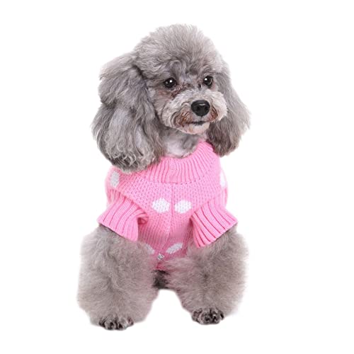 Pet Retro Weihnachtsrentier Festlicher Pullover Hundepulli für Welpen Einzelpackung Bekleidung für Hunde Warm Winterbekleidung Welpen Haustier Mantel Haustier Strickpullover,Rosa,L von GUOCU