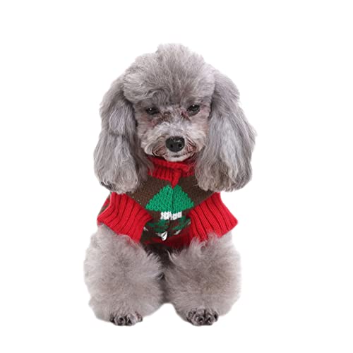 Pet Retro Weihnachtsrentier Festlicher Pullover Hundepulli für Welpen Einzelpackung Bekleidung für Hunde Warm Winterbekleidung Welpen Haustier Mantel Haustier Strickpullover,Rot,M von GUOCU