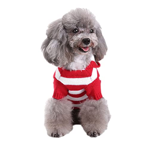 Pet Retro Weihnachtsrentier Festlicher Pullover Hundepulli für Welpen Einzelpackung Bekleidung für Hunde Warm Winterbekleidung Welpen Haustier Mantel Haustier Strickpullover,Rot2,M von GUOCU