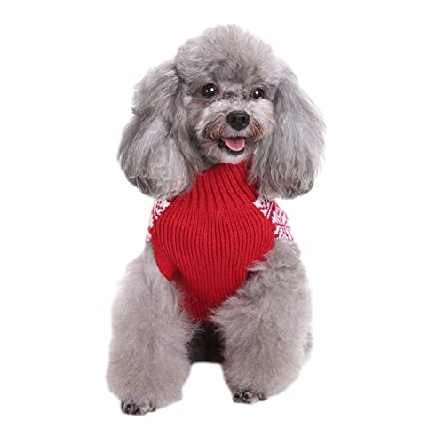 Pet Retro Weihnachtsrentier Festlicher Pullover Hundepulli für Welpen Einzelpackung Bekleidung für Hunde Warm Winterbekleidung Welpen Haustier Mantel Haustier Strickpullover,Rot3,XL von GUOCU