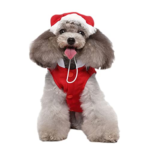 Weihnachts Outfit für Kleine Und Mittelgroße Hunde Umhang Warme Lustige Winter Haustier Einteiler Kleidung Weicher Body Pullover Kostüm Welpen Haustierpartys Bekleidung Anzüge,Rot,L von GUOCU