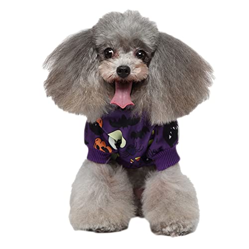 Weihnachts Outfit für Kleine Und Mittelgroße Hunde Umhang Warme Lustige Winter Haustier Einteiler Kleidung Weicher Body Pullover Kostüm Welpen Haustierpartys Bekleidung Anzüge,Violett1,XL von GUOCU