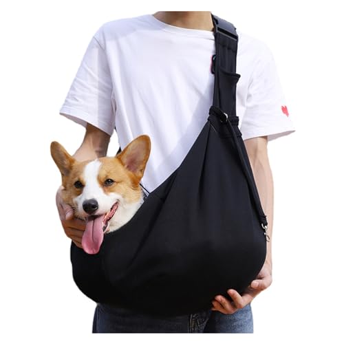 Outdoor Folding Pet Sling, Adjustable Shoulder Strap Crossbody Pet Bag, Portable Dog and Cat Carrier Bags, Breathable Outing Pet Chest Satchel with Safety Buckle(Black) von GUOXIAR