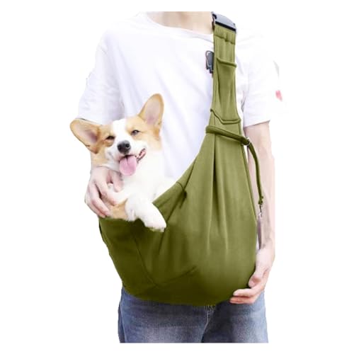 Outdoor Folding Pet Sling, Adjustable Shoulder Strap Crossbody Pet Bag, Portable Dog and Cat Carrier Bags, Breathable Outing Pet Chest Satchel with Safety Buckle(Green) von GUOXIAR