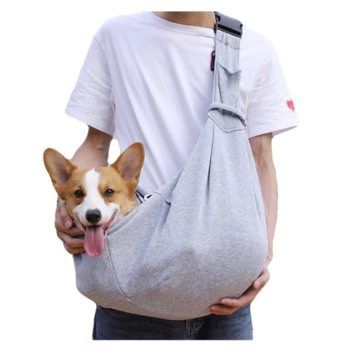 Outdoor Folding Pet Sling, Adjustable Shoulder Strap Crossbody Pet Bag, Portable Dog and Cat Carrier Bags, Breathable Outing Pet Chest Satchel with Safety Buckle(Grey) von GUOXIAR