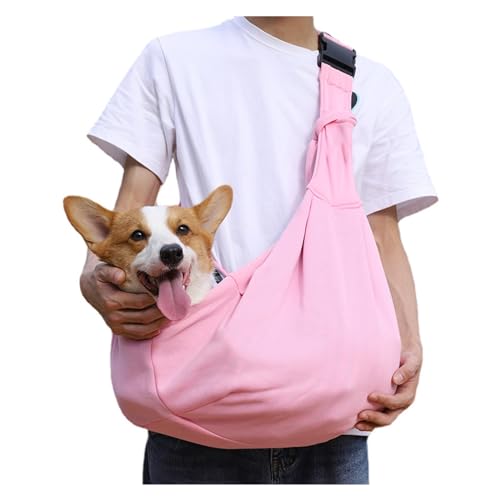 Outdoor Folding Pet Sling, Adjustable Shoulder Strap Crossbody Pet Bag, Portable Dog and Cat Carrier Bags, Breathable Outing Pet Chest Satchel with Safety Buckle(Pink) von GUOXIAR