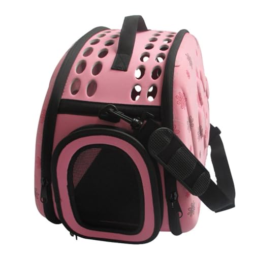 Portable Outing Pet Bag, Breathable Eva and Mesh Dog and Cat Carrying Bags, Foldable Shoulder Pet Basket Handbags, Hand Carrier Pet Supplies Space Cage Transport Box(Pink) von GUOXIAR