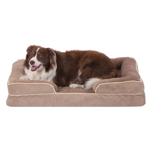 GUPPBF Großes Hundebett - Orthopädisches Hundebett - Abnehmbar und maschinenwaschbar - Weich und rutschfest – Khaki – 115 x 75 x 20 cm von GUPPBF