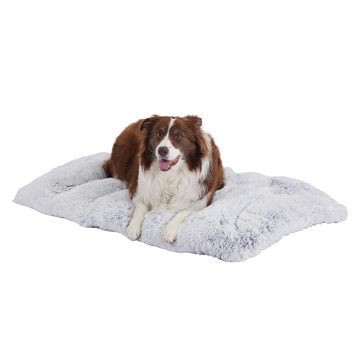 GUPPBF Hundebett aus Plüsch, für große Hunde, waschbar, Hundematte, grau, 105 x 75 x 12 cm von GUPPBF