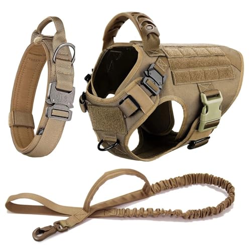 Militärtaktischer Gurt Leinenkragen Für Deutsche Schäferhund Malinois Französische Bulldogge Großer Hund Camping Training Jagd Walking Gurt Weste,Braunes Set,M Militärtaktischer Gurt Leinenkragen Für Deutsche Schäferhund Malinois Französische Bulldogge Großer Hund Camping Training Jagd Walking Gurt Weste,Braunes Set,M von GUQOFAIE