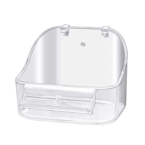 Plastikbadewanne Vogelzubehör Hängender Vogelkäfig Dusche Futterbehälter Vogelbadewanne Kleine Vögel, Kanarienvögel, Wellensittiche, Papageien Zusätzliche Befestigungsschrauben (1PCS Transparent) von GURECOD