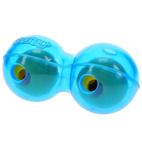 GURU Pet: Guru Duo Ball Hundespielzeug, mittelgroß, 18,4 cm, interaktive Leckerli-Dosierung, langsames Füttern, einfaches Laden, strapazierfähiges Gummi, roll-drehbar, Blau von GURU Pet