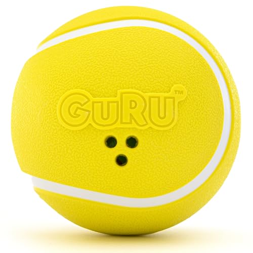 GURU Pet: Kichernder Tennisball, groß, 11,4 cm, gelbes Hundespielzeug, bewegungsaktivierte Geräusche, interaktives Spielen, langlebiges, ungiftiges Gummi, Chase-Bounce-Giggle von GURU Pet