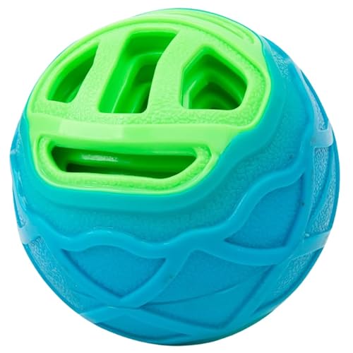 GURU Pet: Pocket Ball Hundespielzeug, interaktiver Knochen- und Leckerli-Halter, Ball, 9,4 cm, langlebiges Kauen, Quietsch-Floats, Wasserspiel-Rollen, mittelgroß, Blau und Grün von GURU Pet