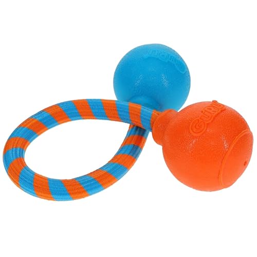 GURU Pet: Quietschseil – 45,7 cm Hundespielzeug, Orange & Blau, interaktives, langlebiges Seil mit Gummiballenden, schwimmt und quietscht, Apportierspiel, Tauziehen von GURU Pet