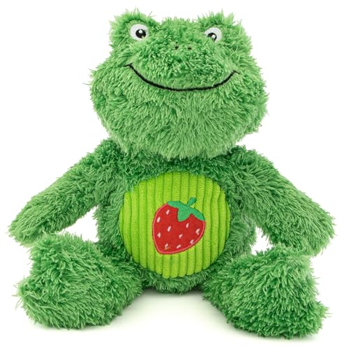 GURU Pet: Soft Scents Hundespielzeug Frosch, Erdbeerduft, 27,9 cm, strapazierfähiges Doppelgewebe, sensorisches Spielen, Quietschen und Knistern, weiche grüne Tierfigur von GURU Pet