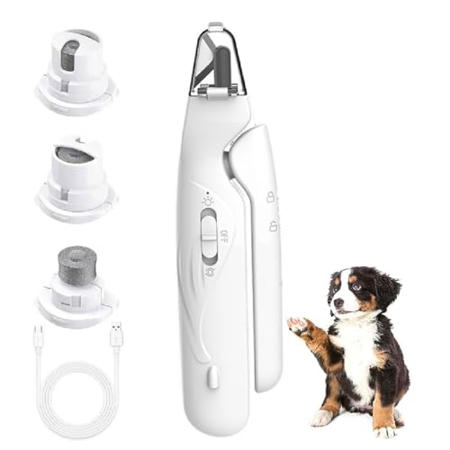 2-in-1 Pet Nail Polisher, Haustier Nagelknipser mit LED-Licht, Krallenschneider für Hunde, 2 in 1 Nagelschere und Krallenschleifer, USB Aufladbare Nageltrimmer für Kleine Mittlere Hunde und Katzen von GUSHE