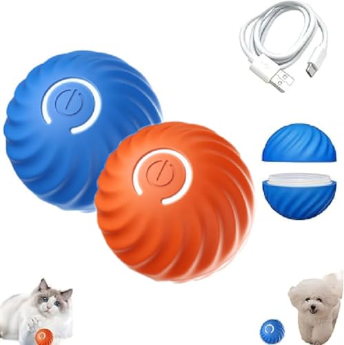 2PCS Automatischer Intelligenter Hundeball,Der Nicht Gebissen Werden Kann,Interaktives Hunde Ball Spielzeug,Selbstrollender Ball Hund,Wiederaufladbare Hundespielzeug Ball mit 2 Modi, für Katzen Hunde von GUSHE