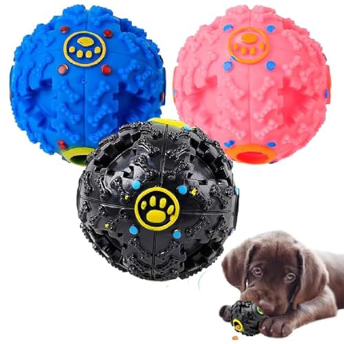 3 Stück Vetlora Dog Ball, Hundespielzeug Ball mit Sound, Hund Kauspielzeug Futterball für Hunde, Hund Spielzeug Hundeball Unzerstörbar für Reinigung der Zähne, für Kleine Mittelgroße Große Hunde von GUSHE