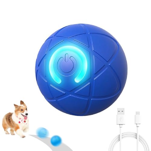 Ball Toy for Dogs, Interaktives Hundespielzeug Ball, Elektrischer Hundeball Spielzeug, Hundespielzeug mit USB Wiederaufladbar, Automatischer Rollender Haustierball, für Kleine Mittlere Hunde (Blau) von GUSHE