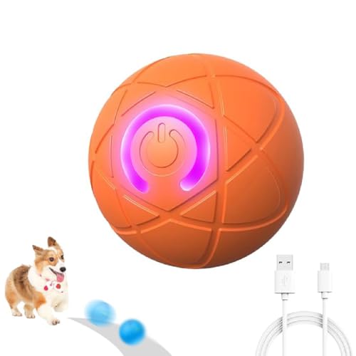 Ball Toy for Dogs, Interaktives Hundespielzeug Ball, Elektrischer Hundeball Spielzeug, Hundespielzeug mit USB Wiederaufladbar, Automatischer Rollender Haustierball, für Kleine Mittlere Hunde (Orange) von GUSHE