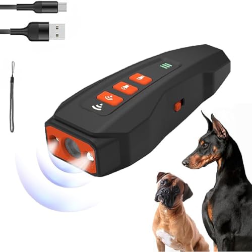 Bark Guard Anti Barking Device for Dogs, Anti Bell Gerät Hunde, Stoppen Sie Hundebellen Hunde-Bell-Kontrolle, mit LED-Taschenlampe, Anti-Bell-Abschreckungsgerät für Große Kleine Hunde (Schwarz) von GUSHE