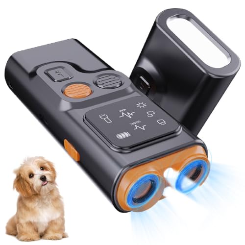 Bark Guard Anti Barking Device for Dogs,Anti Bell Gerät Hunde,Hundepfeife, um Bellen zu stoppen,Handheld Anti Bellen Gerät mit LED-Taschenlampe,Hundetrainings Geräte für Kleine, Mittelgroße Hunde von GUSHE