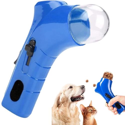 Cat Treat Gun, Leckerli Pistole, Leckerlie Werfer, Pet Treat Launcher, Hundefutter Feeder, Haustier Snack Katapult Dispenser, Interaktives Leckerli Spender für Hunde und Katze Training (Blau) von GUSHE