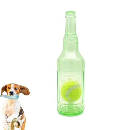 Crunchnplay Bottle Toy, Crunchnplay Flaschen-Spielzeug, Hund quietschendes Spielzeug, Kunststoff Flaschenspielzeug für Hunde mit Ball, Getränke-Flasche Hund Kauspielzeug für Haustiere Training (Grün) von GUSHE