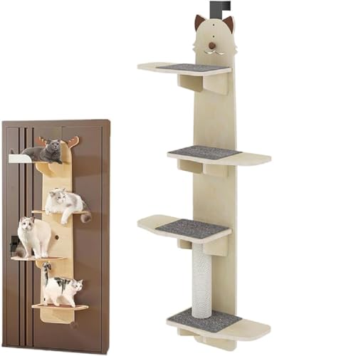 ﻿Door Hanging Cat Shelf,Türhängendes Katzenregal,Hängender Kratzbaum -Tür montiert Climber,Mehrstufiges Katzenregal zum Aufhängen an der Tür,Kratzbaum Tür Einhängen,Türmontierte Kletterkatze (A) von GUSHE