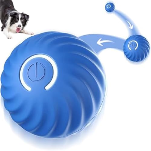 Electric Rolling Pet Toy Ball, Selbstrollender Ball Hund, intelligenter selbstbewegender Ball mit 2 Modi, Interaktives Hunde Ball Spielzeug, Wiederaufladbare Interaktiver Spielball für Hunde (Blau) von GUSHE