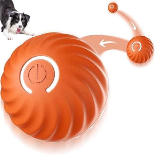 Electric Rolling Pet Toy Ball, Selbstrollender Ball Hund, intelligenter selbstbewegender Ball mit 2 Modi, Interaktives Hunde Ball Spielzeug, Wiederaufladbare Interaktiver Spielball für Hunde (Orange) von GUSHE