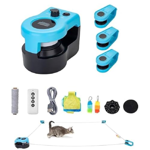 GUSHE Cat Running Wheel Interactive Cat Toy, Katzenspielzeug für Indoor-Katzen, Einstellbare Geschwindigkeit Simuliertes Katzenjagdspielzeug, Automatisch/ferngesteuertes Katzenspielzeug Laufband von GUSHE