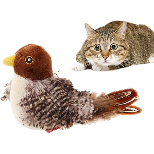 GUSHE Celery Pets Cat Toy,Celery Pets Chirping Bird,Simuliertes Zwitscherndes Vogel-Katzenspielzeug,Interaktives Katzenspielzeug mit Zwitschernden Vögeln,Elektrisches Spielzeug für Katzen (Batterie) von GUSHE