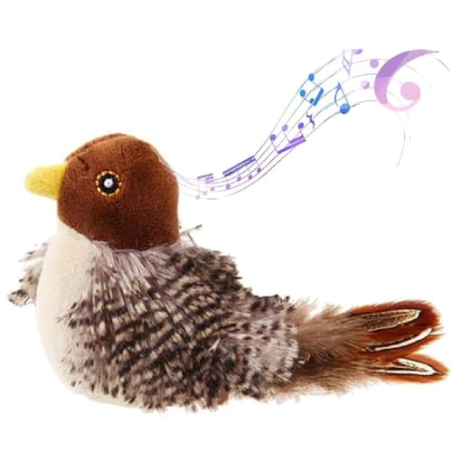 GUSHE Katzenspielzeug Vogel, Katzenspielzeug - Simulierter zwitschernder Vogel, Katzenspielzeug Flatternder Vogel, Bird Toy for Cats, Interaktives Plüsch Elektronisches Vogelspielzeug für Katzen von GUSHE