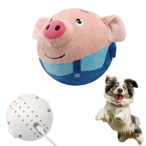 GUSHE Puptex Bouncing Piggy, Bouncing Piggy Dog Toy, Interactive Dog Toys, Aktives, bewegliches Plüschtier, Interaktives Hundespielzeug Ball, Springendes Trainingsball for Haustier Hund (A) von GUSHE